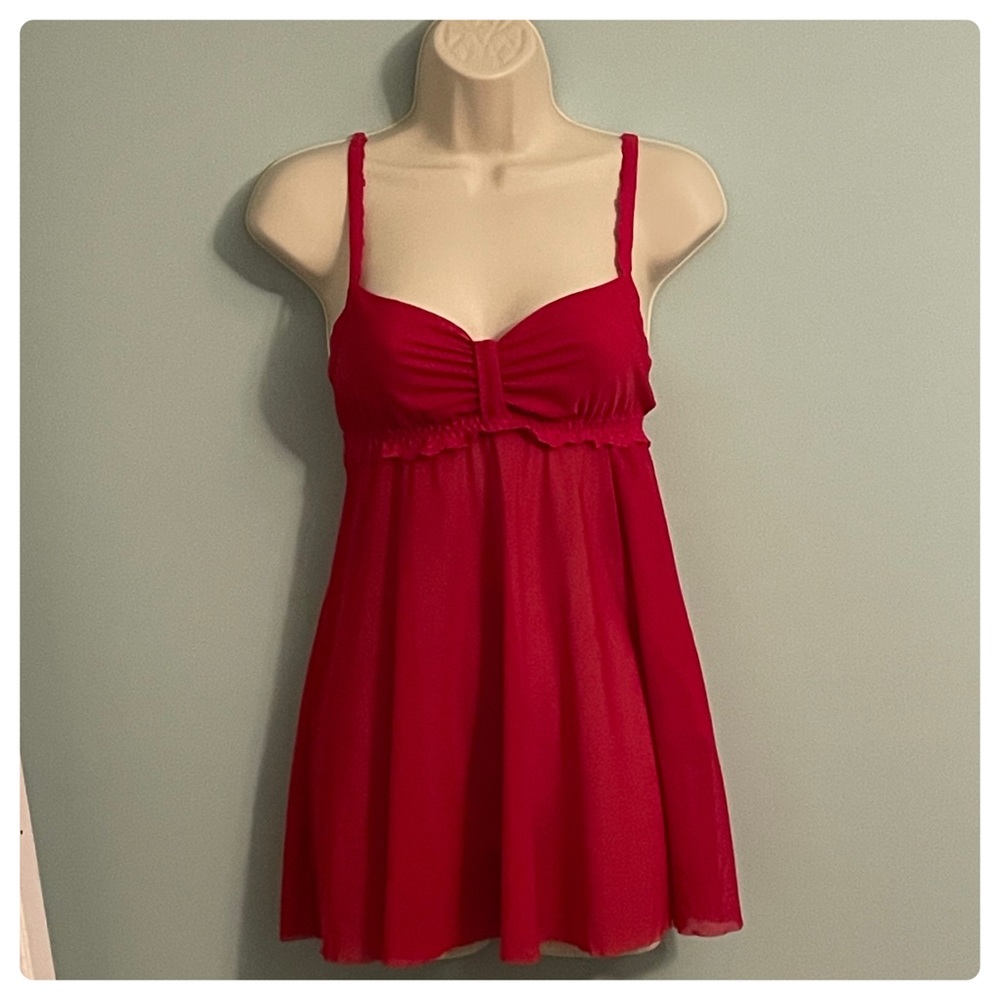 Hanky Panky red mesh bow Valentine babydoll set